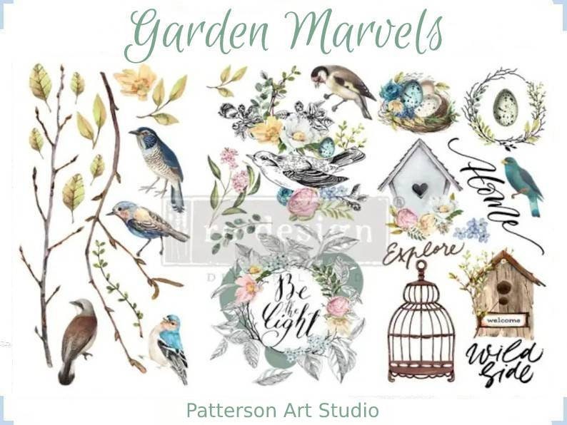 New - Garden Marvels - Redesign with Prima - Rub on Furniture Small Transfer decal