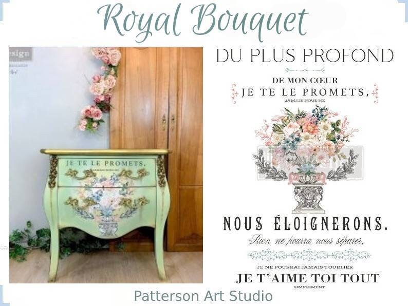 Rub on Furniture Transfer, Furniture Decal, Redesign with Prima Floral , New! ROYAL BOUQUET 24" x35"