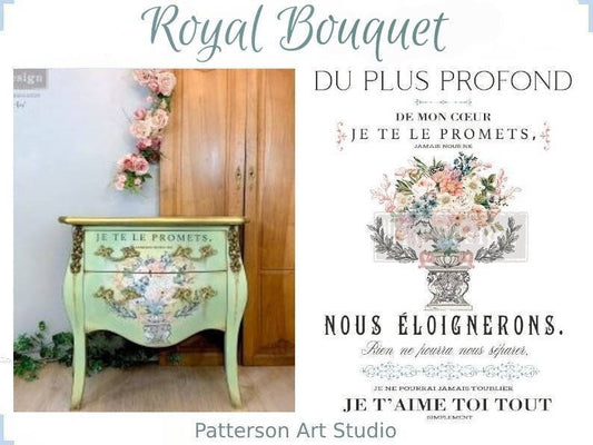 Rub on Furniture Transfer, Furniture Decal, Redesign with Prima Floral , New! ROYAL BOUQUET 24" x35"