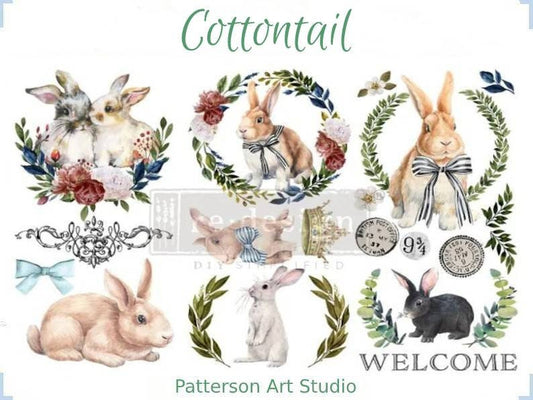 New - Cottontail Rabbit - Redesign with Prima - Rub on Small Transfer for furniture or Decor