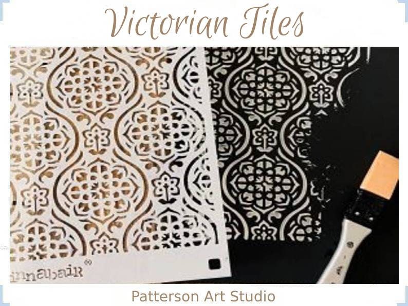 Victorian Tiles stencil by Finnabair for Prima Marketing Inc. - Reusable Furniture Decor Stencil - VICTORIAN TILES 6"x 9"