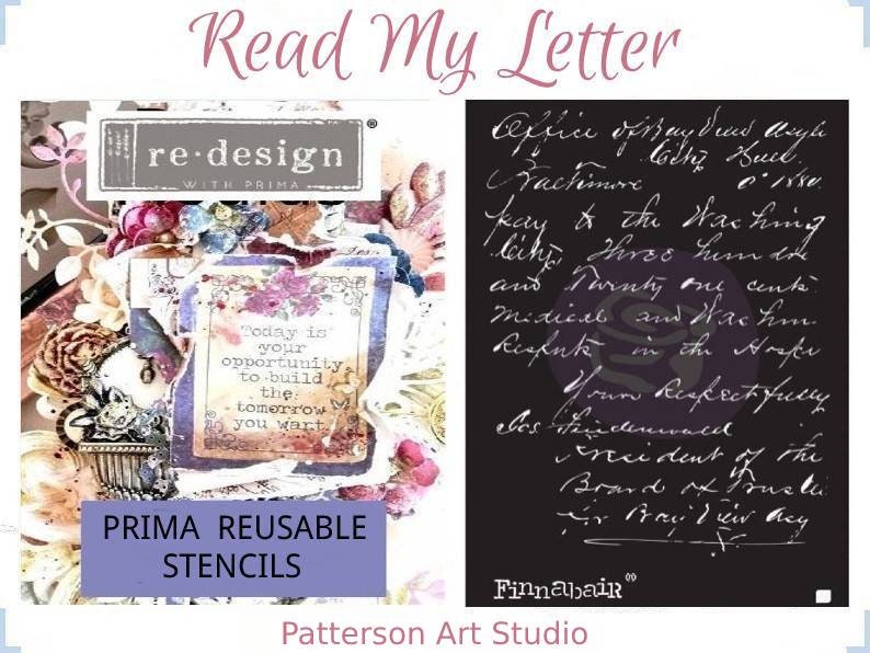 Redesign with Prima Reusable Furniture Decor Stencil by Finnabair Read My Letter 6"x 9"