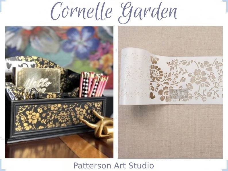 Redesign with Prima Reusable Furniture Stick and Style Decor Stencil Roll Cornelle Garden 4" x 15 yards