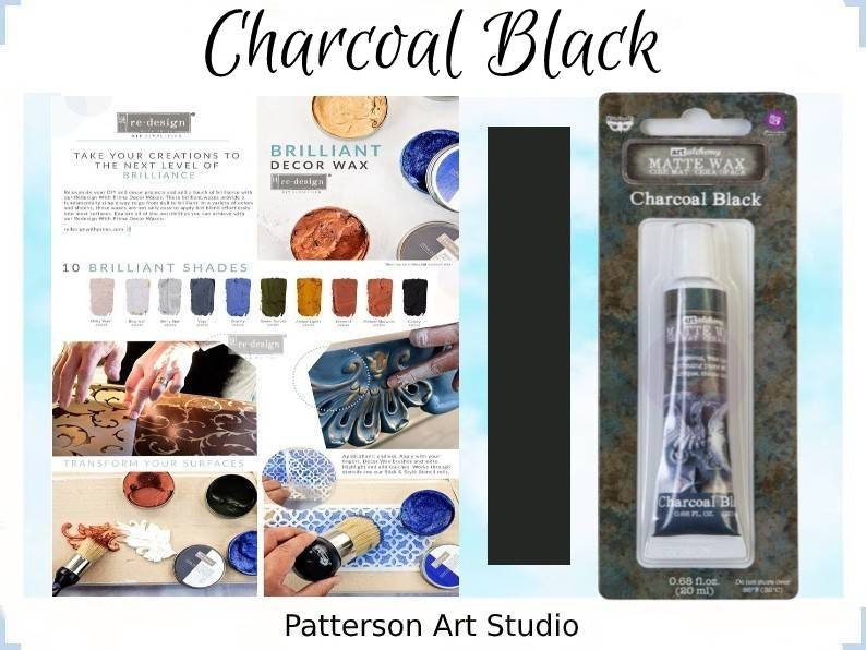 Art Alchemy Matte Wax by Finnabair - Charcoal Black Wax - Matte Decor Wax for Furniture - CHARCOAL BLACK