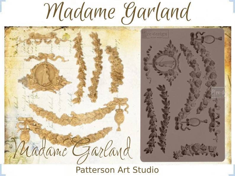 Silicone Mold - Redesign with Prima mold 5"x8" Silicone Decor Mould Madame Garland