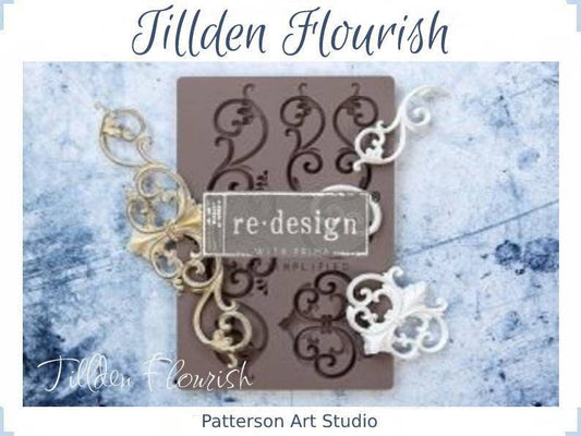 Silicone Mold - TILLDEN FLOURISH - Redesign with Prima - Accent Scroll 5"x8" Mould