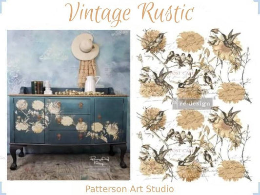 New! Rub on Furniture Transfer, Furniture Decal, Redesign with Prima Floral , Vintage Rustic 24" x35"