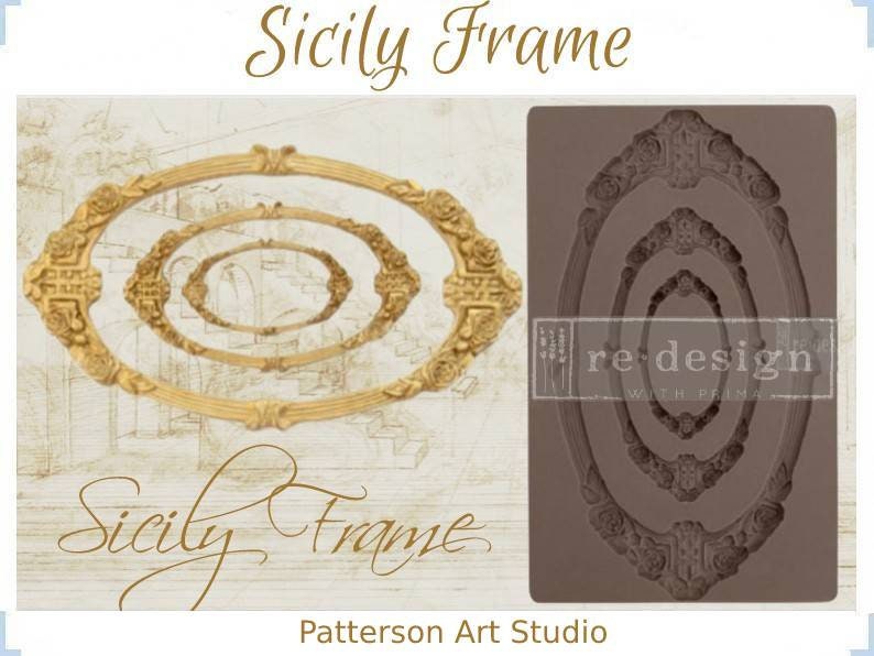 Silicone Mold - Redesign with Prima Mold  Silicone Decor Mould Sicily Frame 5" x8"