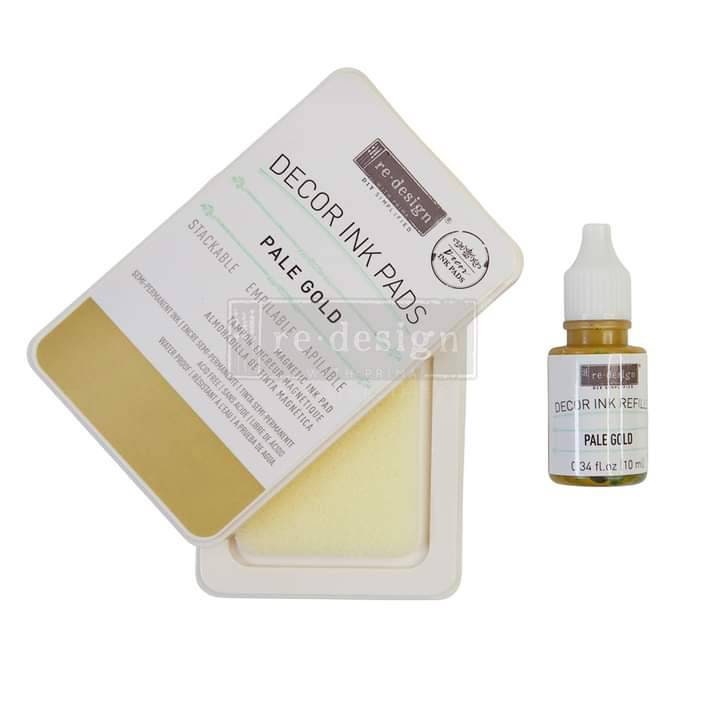 NEW! Redesign with Prima - PALE GOLD  - Ink Pad - 10ml Bottle Plus Dry Ink Pad