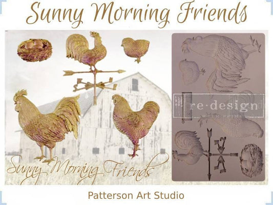 Silicone Mold - New! Sunny Morning Friends - Redesign with Prima mold 5"x8" Silicone Decor Mould