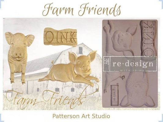 Silicone Mold - New! Farm Friends - Redesign with Prima mold 5"x8" Silicone Decor Mould