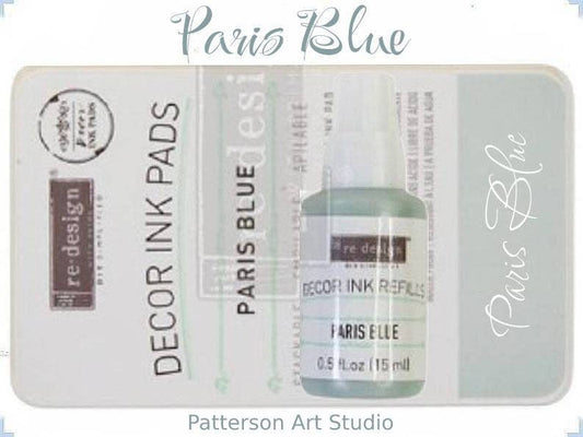 NEW! Redesign with Prima - PARIS BLUE - Ink Pad - 10ml Bottle Plus Dry Ink Pad
