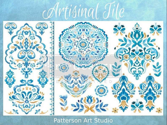 New! ARTISINAL TILE - Redesign with Prima Rub on Furniture BOHO Small Transfer Decal -  18" x12"