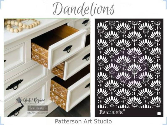 Redesign with Prima Reusable Furniture Decor Stencil - DANDELIONS 6"x 9"