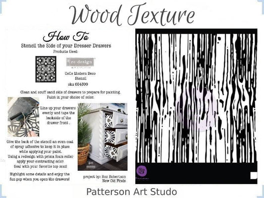 Redesign with Prima Reusable Furniture Decor Stencil  -  Wood Texture 6"x 6""