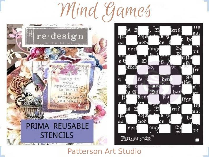 Redesign with Prima - Reusable Furniture Decor Stencil by Finnabair - MIND GAMES 6"x 9"