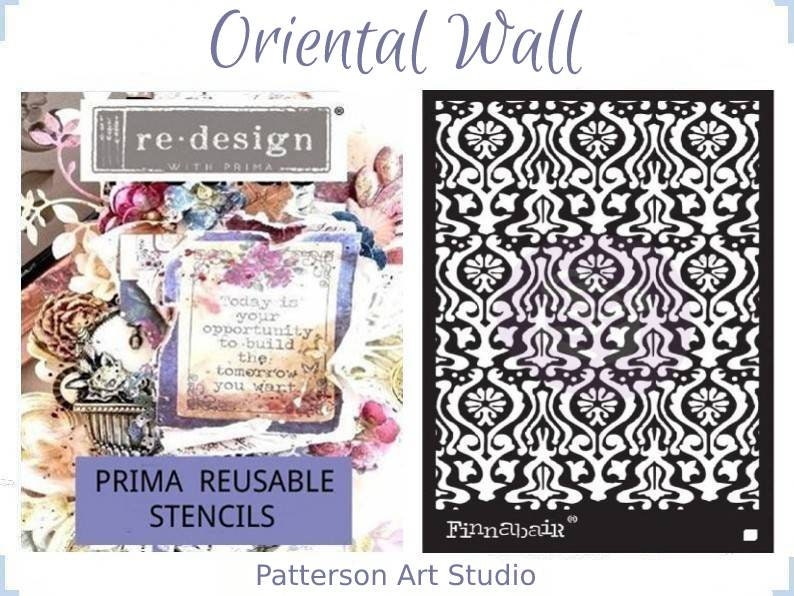 Redesign with Prima - Reusable Furniture Decor Stencil by Finnabair - ORIENTAL WALL 6"x 9"