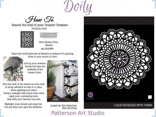Redesign with Prima Reusable Furniture Decor Stencil - Doily 6"x 6""