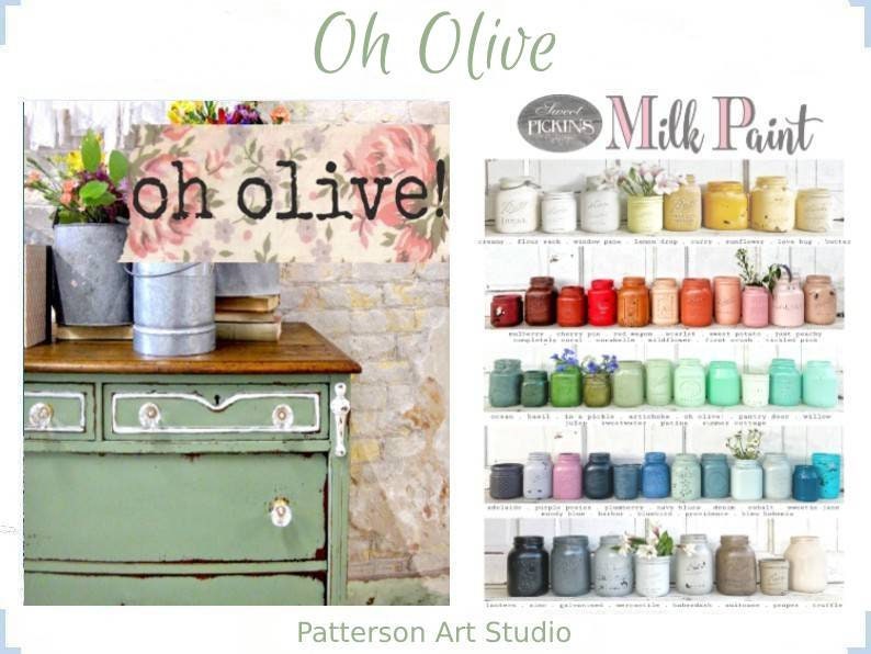 Sweet Pickins Milk Paint - Mid toned Olive Green  -  OH OLIVE