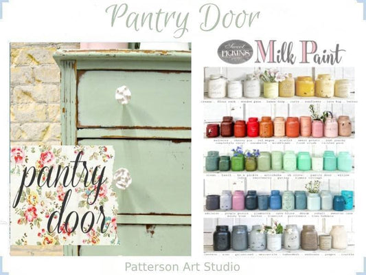 Sweet Pickins Milk Paint - Mid toned Vintage Green  -  PANTRY DOOR