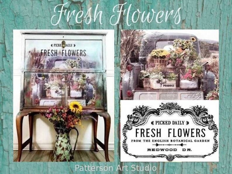 FRESH FLOWERS -Rub on Furniture Transfer, Farmhouse Decal By Redesign with Prima,  24" x34"