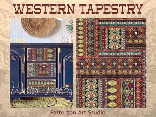 Rub on Furniture Transfer, western Furniture Decal, Redesign with Prima, Western Tapestry 23" x 30"