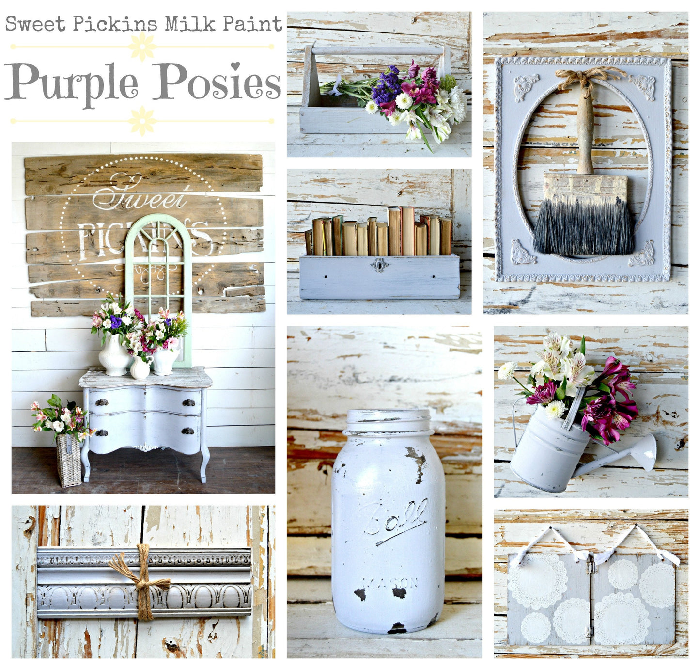 Sweet Pickins Milk Paint -A True Light Lavender  -  PURPLE POSIES