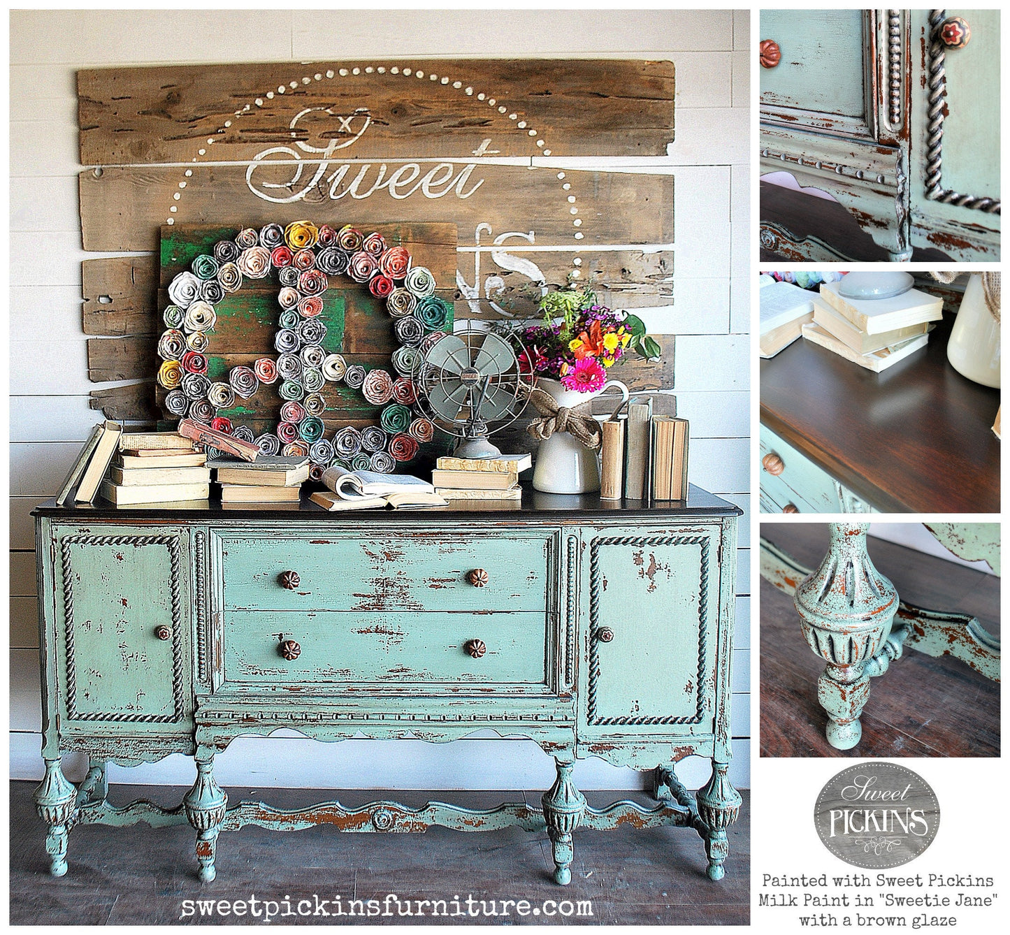 Sweet Pickins Milk Paint -A Muted Blue/Green Color -SWEETIE JANE