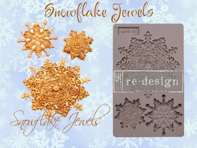 NEW! SNOWFLAKE JEWELS - Holiday Silicone Mold - Redesign With Prima Mould -  5"x8"