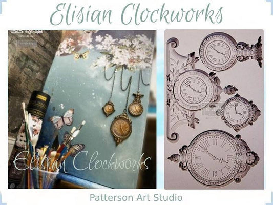 Silicone Mold - ELISIAN CLOCKWORKS - Redesign with Prima - Clock Face Mould 5"x8" Mould
