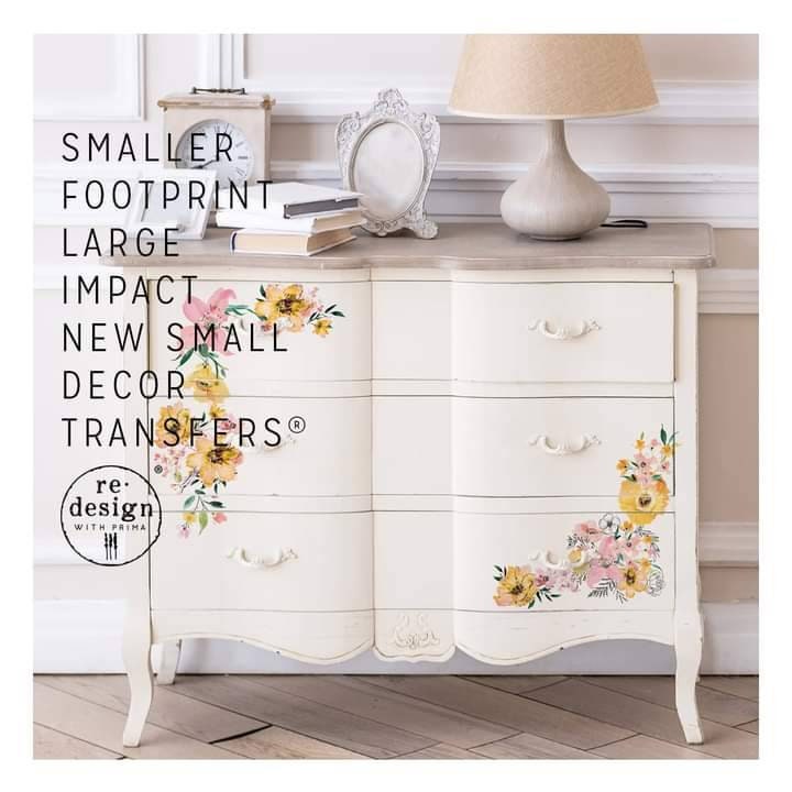 New! - WATERCOLOR LUSH - Redesign with Prima - Rub on Small Transfer for Furniture FLOWER Decal "12" x 18