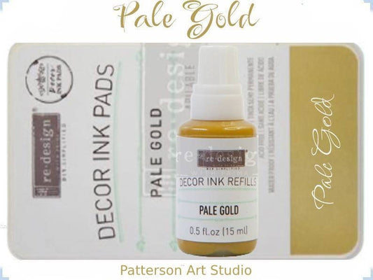 NEW! Redesign with Prima - PALE GOLD - Ink Pad - 10ml Bottle Plus Dry Ink Pad