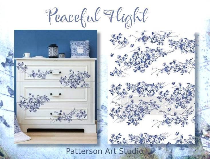 New! Rub on Furniture Transfer, Furniture Decal, Redesign with Prima,  Peaceful Flight 24" x35"