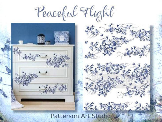 New! Rub on Furniture Transfer, Furniture Decal, Redesign with Prima, Peaceful Flight 24" x35"