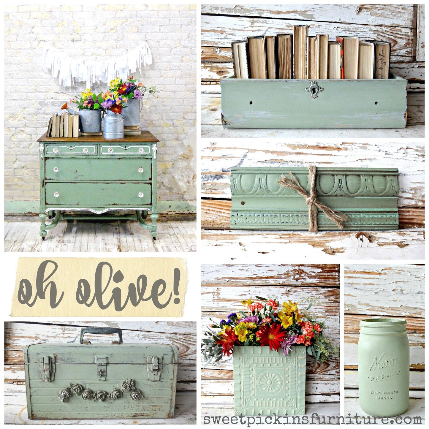 Sweet Pickins Milk Paint - Mid toned Olive Green  -  OH OLIVE