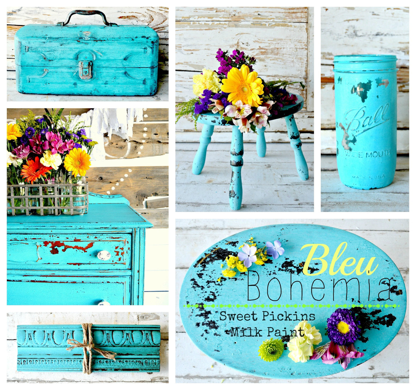 Sweet Pickins Milk Paint -A Bright and Cheerful Turquoise Blue - BLEU BOHEMIA