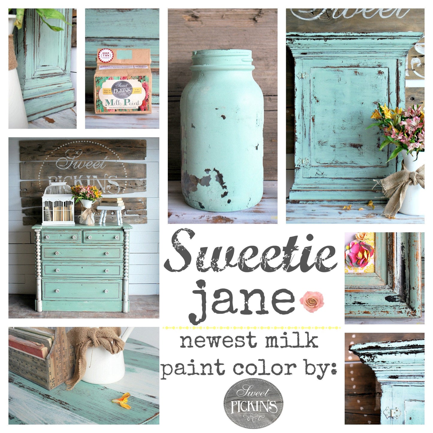 Sweet Pickins Milk Paint -A Muted Blue/Green Color -SWEETIE JANE