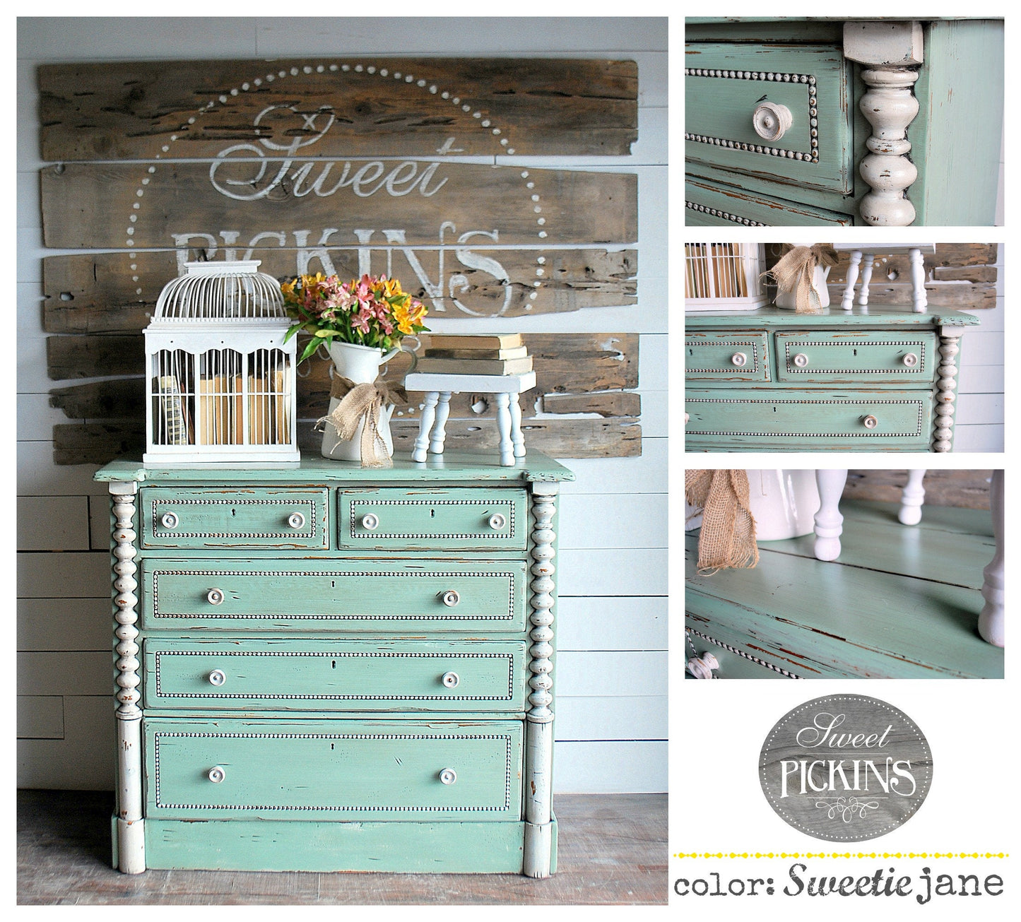 Sweet Pickins Milk Paint -A Muted Blue/Green Color -SWEETIE JANE