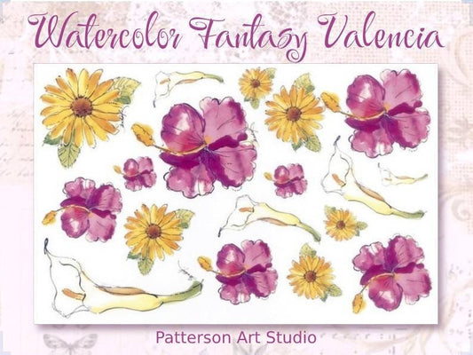 Redesign with Prima Rub on Furniture Small Transfer decal, Watercolor Fantasy Valencia 6"x9"