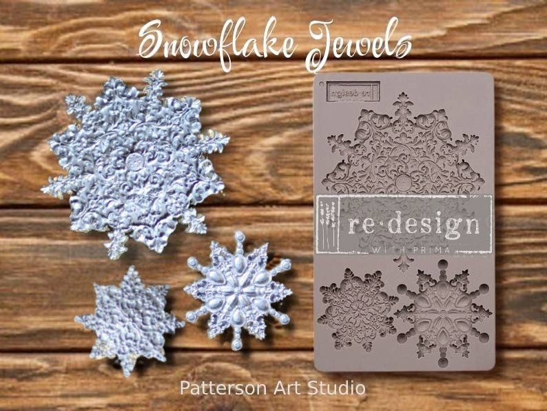 NEW! SNOWFLAKE JEWELS - Holiday Silicone Mold - Redesign With Prima Mould -  5"x8"