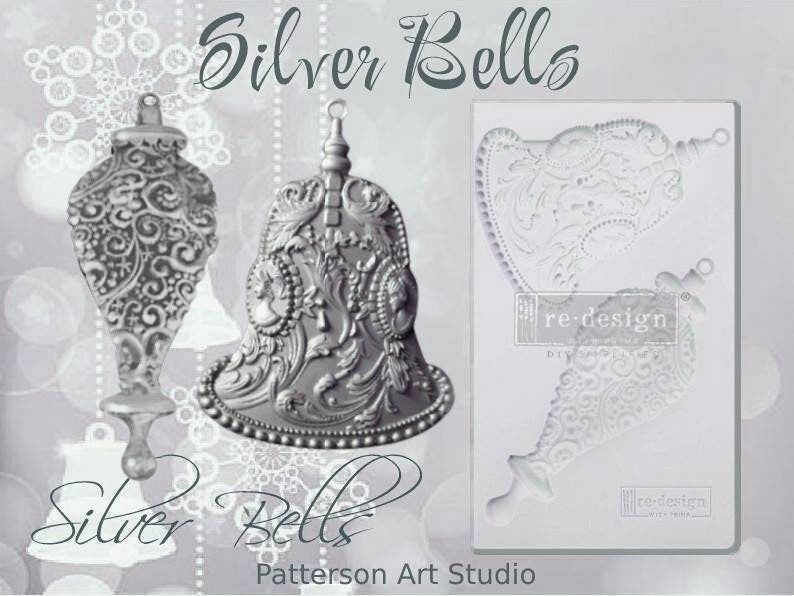 SILVER BELLS - Holiday Silicone Mold - Redesign With Prima ORNAMENT Mould -  5"x8"