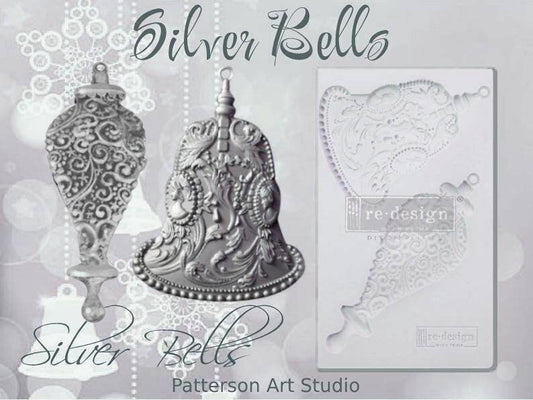 SILVER BELLS - Holiday Silicone Mold - Redesign With Prima ORNAMENT Mould - 5"x8"