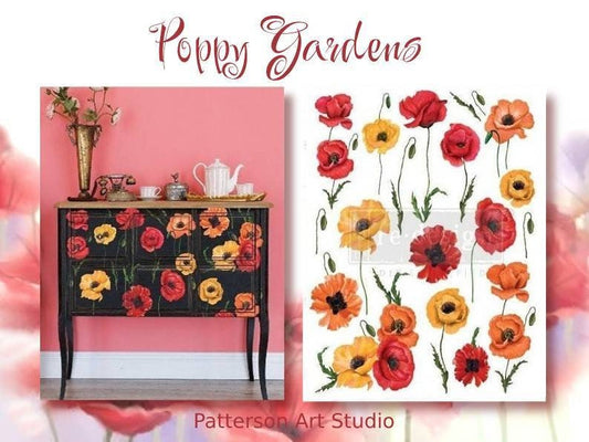 Rub on Furniture Transfer, Furniture Decal, Redesign with Prima, Poppy Gardens 25" x 32