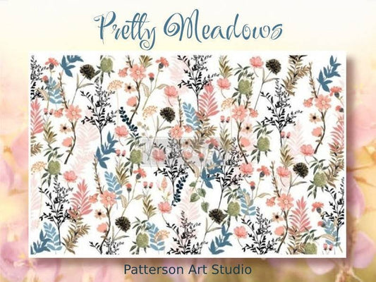 New! Redesign with Prima Decoupage Decor Tissue Paper Pretty Meadows 19"x30" Cottage Core Design